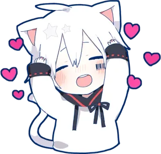 ❤️ 4a65f02c kat, anime, schattig, hartjes, chibi, kawaii telegram sticker