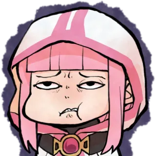 😡 9c4587d7 Kreskówka, Anime, Różowy, Kaptur, Śmieszna mina, Naklejka telegram sticker