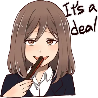 👌 062ecc53 It's a deal 动漫, 女孩, 交易, 协议, 卡通 telegram sticker