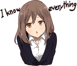 😯 249e2a00 I know everything 动漫, 漫画, 女孩, 知识, 得意, 自信 telegram sticker