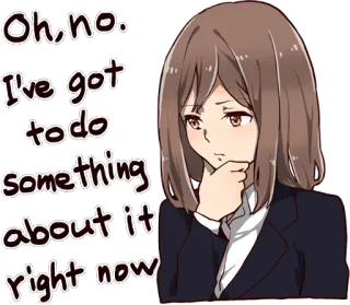 🤔 47e4f1b1 Oh no. I've got to do something about it right now 动漫女孩, 担心, 思考, 担忧, 后悔 telegram sticker