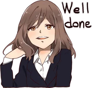 👍 a6a09326 Well done 动漫, 做得好, 女性, 卡通, 女孩, 赞扬, 鼓励 telegram sticker