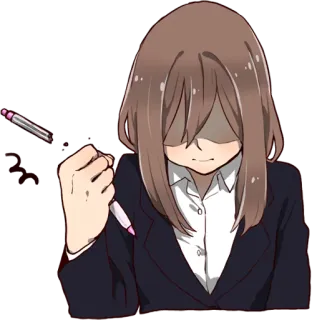 😒 e3fb32ff 动漫, 漫画, 女孩, 笔, 西装, 卡通 telegram sticker