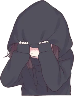 😞 1f8323df anime, girl, hoodie, shy telegram sticker
