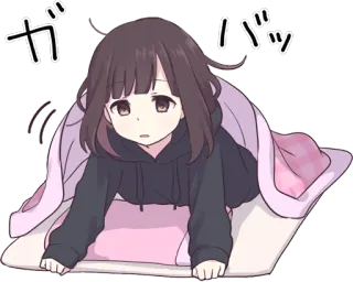 😪 ccf7a1dc ガ バッ anime, girl, blanket, cute, kawaii telegram sticker