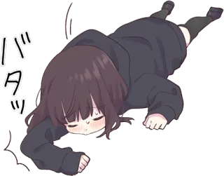 😖 55ea0425 バタッ Anime, gadis, berbaring, lelah, kelelahan telegram sticker