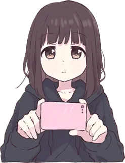 📷 d9e17a64 Anime, Gadis, Lucu, Telepon telegram sticker