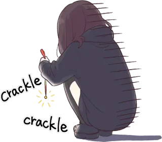 😞 20780276 Crackle crackle sterretje, vuurwerk, meisje, anime, schattig, feest telegram sticker
