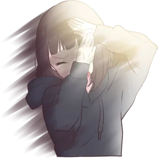 ☀️ 6d369b83 anime, meisje, hoodie, huilen, verdrietig telegram sticker