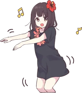 🎶 a48e5ea2 Anime meisje, Dansen, Muziek, Kawaii, Leuk, Bloem telegram sticker