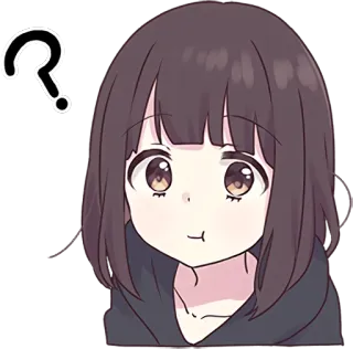❓ ac08e151 Anime, Meisje, Vraagteken, Verward telegram sticker