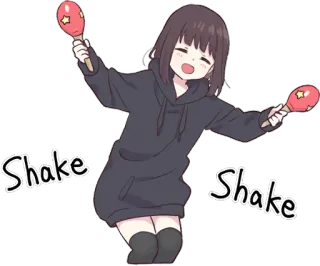🎼 be0f6708 Shake Shake Anime, Cartoon, Meisje, Schudden, Maraca, Dansen telegram sticker