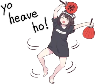 🎐 c0626e05 Yo heave ho! anime meisje, festival, feest, gejuich, lantaarns, dansen telegram sticker