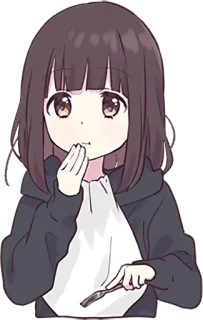 🤭 c8b2f903 anime meisje, eten, voedsel, schattig, vork, lunch telegram sticker