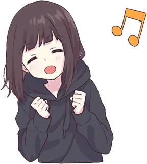 🎵 e92eaa70 Anime, Cartoon, Meisje, Muziek, Blij, Schattig telegram sticker