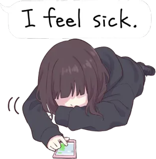 ๐ค 0074c6ef I feel sick. sick, anime, exhausted, depressed, sad telegram sticker