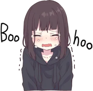 ๐ญ 08a40227 Boo hoo crying, anime, sad, girl, tears, emotional telegram sticker