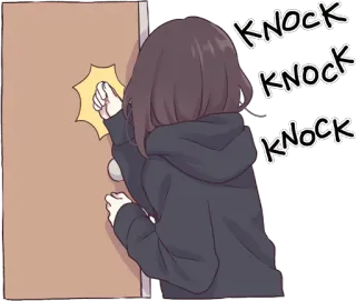 ๐ 2ee162ab KNOCK KNOCK KNOCK knocking, door, anime, cartoon, greeting telegram sticker