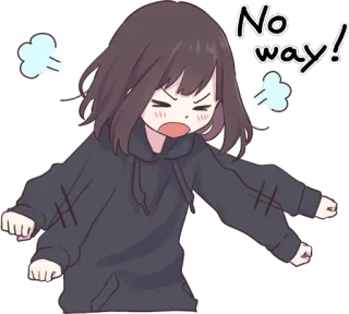 ๐ 4b21c75c No way! anime, girl, no way, angry telegram sticker