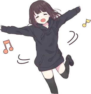๐ 5426e1b0 anime girl, music notes, dancing, cute, kawaii telegram sticker