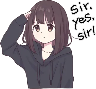 ๐ค 6fc92875 Sir, yes sir! anime, salute, girl, cartoon, cute telegram sticker