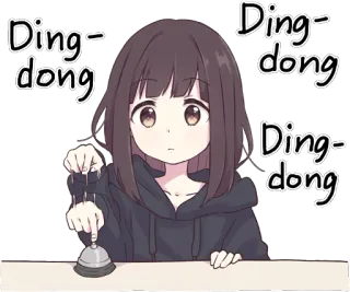 ๐ 84c96623 Ding-dong anime, bell, ringing, cartoon, manga, kawaii telegram sticker