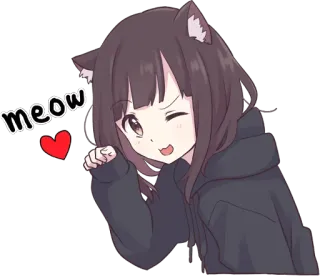 ๐ฝ dea100b5 meow anime, cat, cute, girl, meow, kawaii telegram sticker