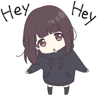 😗 47875f02 Hey Hey อนิเมะ, จิบิ, ผู้หญิง, น่ารัก, ทักทาย whatsapp sticker