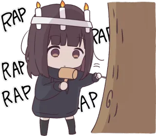 🔨 4d9cabc6 RAP RAP RAP RAP RAP จิบิ, ค้อน, ต้นไม้, การ์ตูน whatsapp sticker