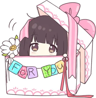 🎁 4eb29ff6 FOR YOU ของขวัญ, ของฝาก, อนิเมะ, น่ารัก, ผู้หญิง, กล่อง whatsapp sticker