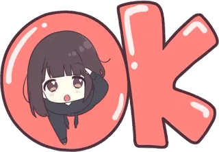 👍 56281e56 OK น่ารัก, ผู้หญิง, อนิเมะ, ตกลง whatsapp sticker