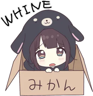 😢 63063e6a WHINE อนิเมะ, ร้องไห้, เศร้า, กล่อง, หมี whatsapp sticker