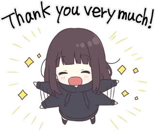 🤩 7be31297 Thank you very much! ขอบคุณ, อนิเมะ, ประกาย, น่ารัก, คาวาอิ whatsapp sticker