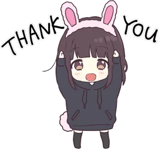 🙏 8f2e4750 THANK YOU อนิเมะ, ขอบคุณ, น่ารัก, กระต่าย, ผู้หญิง whatsapp sticker