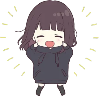 🤣 abce6c35 น่ารัก, อนิเมะ, จิบิ, มีความสุข, ผู้หญิง whatsapp sticker