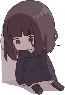 😶 c722635f อนิเมะ, เศร้า, ผู้หญิง, นั่ง, เหงา whatsapp sticker