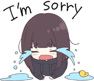 🙏 d2982065 I'm sorry ขอโทษ, ร้องไห้, อนิเมะ, เศร้า, เสียใจ, อารมณ์ whatsapp sticker