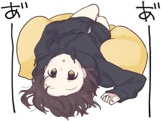 😐 264124a4 あ perempuan, imut, anime, berbaring, santai telegram sticker