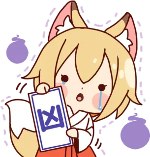 👎 1e386de1 Anime, Kawaii, Huilend, Vos, Dierenoren, Cartoon telegram sticker