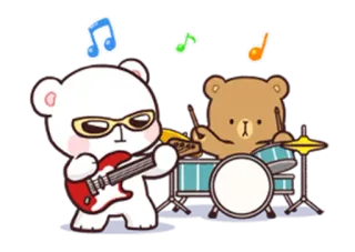 🎶 58562cf7 クマ, 音楽, バンド, ギター, ドラム, 漫画, かわいい telegram sticker