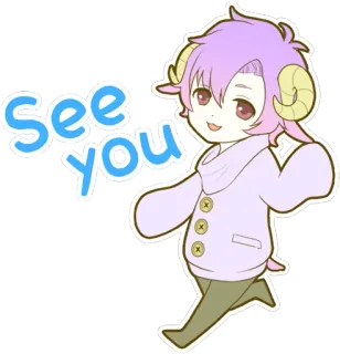 👋 3c709c37 See you Anime, Carneiro, Despedida, Adeus, Ovelha, Chifres whatsapp sticker