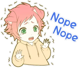 😰 cd4e539e Nope Nope Anime, Neko boy, Não, Sticker, Fofo, Menino, Chorando whatsapp sticker