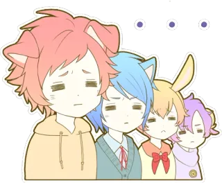 😑 ced874f7 estilo anime, fofo, triste, orelhas de animais, desenho animado, cores pastel, ilustração whatsapp sticker