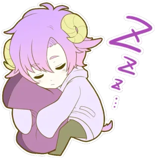 😪 dd1f2d38 ZZZ sonolento, ovelha, anime, chibi, chifre, fofo, dormindo, cansado whatsapp sticker