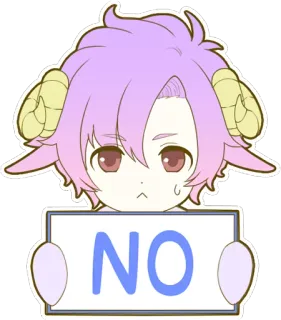 👎 f14b5c4d NO Anime, Fofo, Não, Rejeitar, Ovelha, Chifres whatsapp sticker
