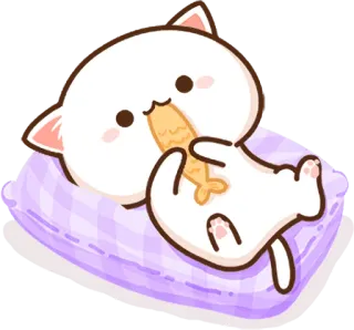🐟 46800e44 кот, милый, рыба, подушка, животное whatsapp sticker