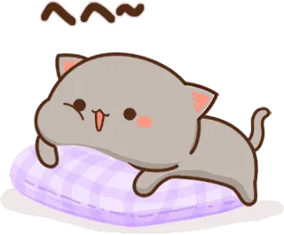 😪 619c6598 ~~~ кот, милый, подушка, сонный, животное whatsapp sticker