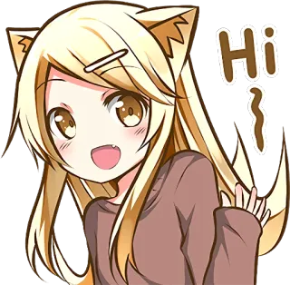 👋 44e4df53 Hi Anime, Cô gái, Tai mèo, Lời chào, Xin chào telegram sticker