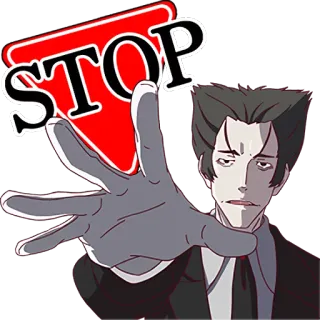 ✋ 3c28d56f STOP stop sign, anime, man, hand, warning whatsapp sticker