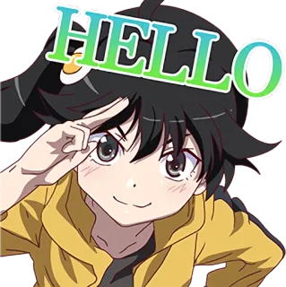 🙌 9e0019cc HELLO anime, hello, cute, girl, greeting whatsapp sticker